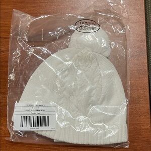 Janie and Jack White Knit Pom-Pom Hat